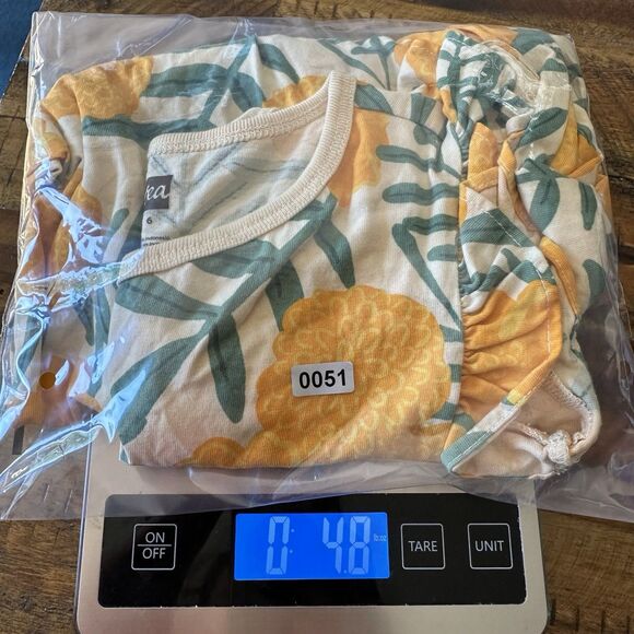 Tea Collection Size 6 Wrap Neck Dress in Marigold Ruffle Sleeve 100% Cotton - Picture 5 of 5